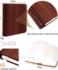 Wooden Book Light Foldable Reading Lamp With 3 Color LED Bookish Glow That Hits Portable Paper Shade Book Decor 8.6in USB charging