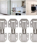 Four Pack Soft Close Cabinet Hinges No Drilling Bridge Shaped Cold Rolled Steel Plated for kitchen cabinets and furniture doors