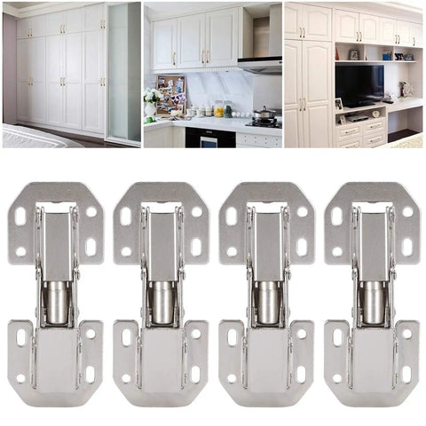 Four Pack Soft Close Cabinet Hinges No Drilling Bridge Shaped Cold Rolled Steel Plated for kitchen cabinets and furniture doors