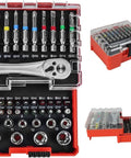 Heavy Duty 41 Tool Set With Mini Ratchet Featuring S2 Bits And CrV Sockets For Tight Spots, Perfect Swap Meets and Home Repair Jobs You Gotta Get Done Fast Without The Hassle. 41-piece red case