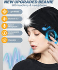 Bluetooth Beanie With Light USB Rechargeable LED Headlamp Winter Hat worn by model showing features