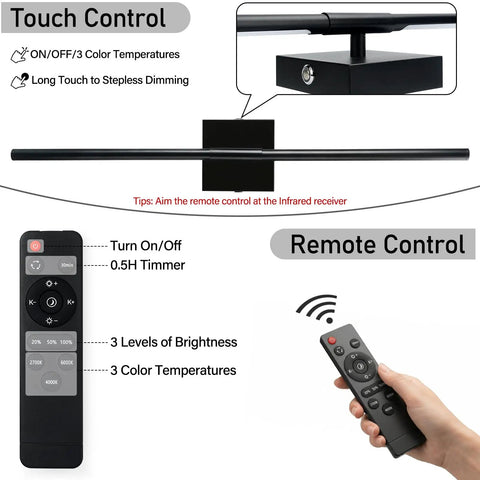 ARCWEISSO Black Battery Operated Wall Sconce with Remote Control 10000mAh showing touch and remote control features.