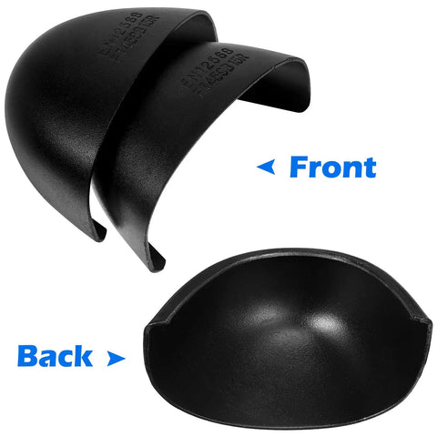 Black steel toe cap covers for shoes and work boots, universal fit for men and women, view of front and back, durable safety guards.