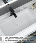 Rectangular Vessel Sink 24x16 White Ceramic Porcelain Above Counter Vanity Bowl Built To Last Durable No Fuss Easy To Clean Scratch Resistant