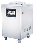 Heavy Duty Commercial Chamber Vacuum Sealer Featuring Dual 20 Inch Seal Bars For Restaurant Butcher Shop Kitchen Use Electric Floor Packing Station with control panel.