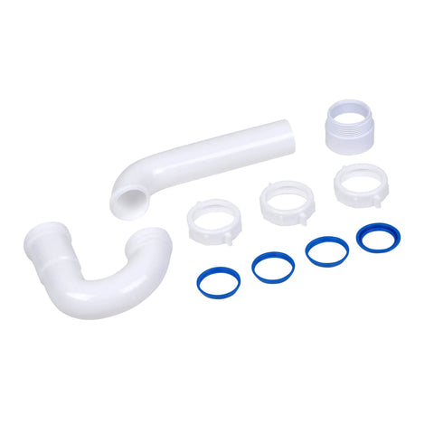 1-1/2 Inch PVC P-Trap With Threaded Adapter And Reversible J-Bend Bagged With True Blue Washer Durable White Or Black Polypropylene
