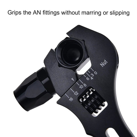 Adjustable AN Fitting Hose Wrench 3AN To 16AN, Lightweight Aluminum 6061 T6, Black Finish