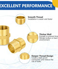 10 Pack Brass Pipe Fittings 1 Inch Male Adapter and 1 Inch Female Adapter NPT Hex Nipples for Plumbing features.