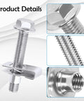 Close-up of two sets 304 stainless steel fuel tank strap bolts with locking nuts for Silverado 1999-2021 and select models.