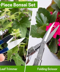 8 Piece Bonsai Tool Set With Pruners, Folding Scissors, Mini Rake, Tweezers and Spades, Bud and Leaf Trimmer for precise pruning