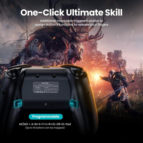 Back view of Wireless Pro Controller For Nintendo Switch Switch Lite And OLED And PC Windows shown in fantasy game scene
