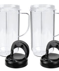 22oz Blender Cup Replacement Set With Flip Top On The Go Lid And Handle For 250W MB1001 Blenders Food Grade Material 2 Pack