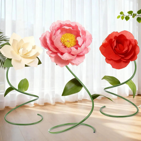 Green Flexible PVC Tubing Three Pack With Aluminum Wire Core Pro Grade Bendable Stems 78.7 Inch supporting artificial flowers