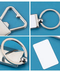 Close-up of 10 Pack Sublimation Blanks Keychains Aluminum Bottle Opener Transfer Key Rings For Custom DIY Gifts And Dope Crafts