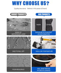 Comparison chart showing shoddy vs. quality leakproof wall sealant with images of surface tests highlighting durability and resilience.