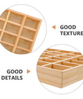 Top Tier Solid Wood Jewelry Tray Organizer Designed To Keep Your Bling Neatly Arranged In 36 Grids for bracelets and necklaces, showcasing wood texture.