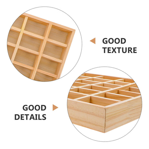 Top Tier Solid Wood Jewelry Tray Organizer Designed To Keep Your Bling Neatly Arranged In 36 Grids for bracelets and necklaces, showcasing wood texture.