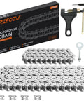 Mini Bike 420 Chain Kit Silver Drive Chain With 42 Link Front Chain And 90 Link Rear Chain For Coleman CT200U CT200U EX BT200X MB200 Axis M200 Predator 212 200cc Beefy Mini Bike Parts Built For Tough Trails displayed with components and box