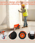 Person using Heavy Duty Panel Dolly With Brake, 1200 Lbs Capacity, Four Wheel Slab Cart With 8 Inch Pneumatic Wheels indoors