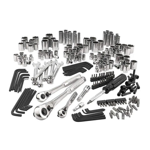 230 Piece SAE And Metric Mechanics Tool Set With Ratchets, Sockets, Wrenches, Hex Bits, Adapters, Pliers, And Storage Case Built Tough In A Durable Polycarbonate Carry Case For Long Lasting Home And Garage Use.