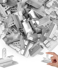 50 Pack Of 1/2 Inch Drywall Corner Repair Clips Featuring Top Shelf Wall Backup Fasteners For Studs showing multiple zinc plated clips.