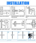 Heavy Duty Wall Anchor Tool In Gun Metal Finish For Hollow Walls And Plasterboard Fixing With Non Slip Rubber Grips, Rugged Beefy Metal Build For Fast, Secure Anchor Installation On Drywall. installation diagram showing drywall anchor tool steps