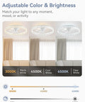 Top Tier 20 Inch Modern Ceiling Fan With Integrated LED Lights And Smart Remote App Control showing adjustable color settings.