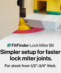 Grab This Knockout Lock Miter Router Bit For Flawless Woodworking Joints With Zero Sweat Setup And A Pro Grade Half Inch Shank That Guarantees Dead On Cabinet Alignment Every Single Project, showing a lock miter bit in use with wood for precise joints.