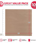 Grease Proof Deli Wrappers 12 X 12 Inch, 500 Pack, Go To Pre Cut Natural Kraft Wax Paper Sheets shown with measurements