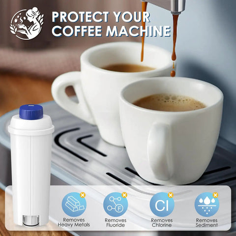 DLSC002 Water Filter Replacement For Espresso Machines Compatible With Eletta Series Eletta Explore Dinamica Magnifica Evo Magnifica S Magnifica Start Cappuccino System Ecam Esam Etam For Fresher Brews And Cleaner Tastes, white cartridge