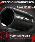 66 Piece One Half Inch Drive Impact Socket Set With Deep And Standard 6 Point Cr-V Sockets SAE Three Eighths To One And A Quarter Inch And Metric Ten To Twenty Four Millimeter Plus Ratchet Extensions Adapters Universal Joint Drill Adapter And Storage Case showing a 1-1/4 inch socket with dual markings