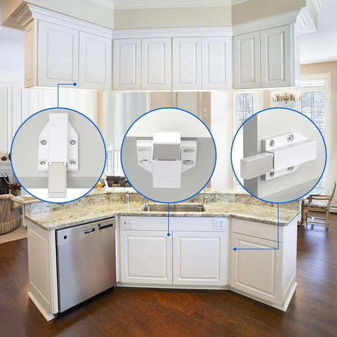 Slick Magnetic Push To Open Cabinet Latches Handle Free Touch Catch Heavy Duty Spring Loaded Drawer Closer No Sweat Setup For Rv Or Modern Closet Hardware 2 Pack installed in kitchen cabinets.