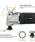 Powerful 2.4 Amp Oscillating Multi Tool Kit with six variable speeds and quick lock accessory change, universal interface view