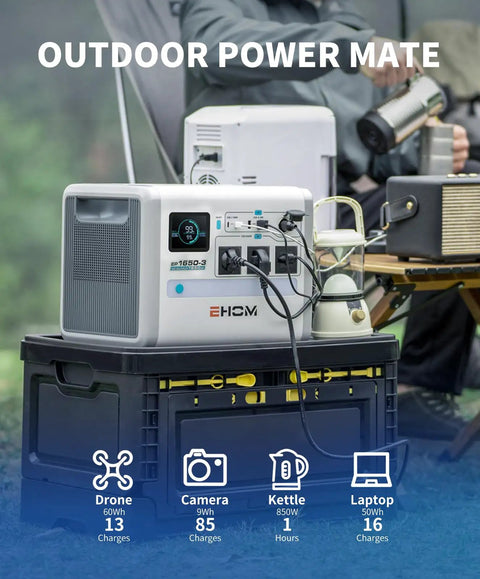 1024Wh LiFePO4 Portable Power Station With 1650W Continuous Power And 2200W Peak On The Go, Solar Generator Backup shown outdoors