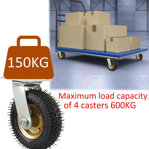 Heavy Duty Rubber Casters Set Of 4, Pneumatic Swivel Wheels That Roll Slick And Quiet, Shock Absorbing DIY cart tire on tool cart with boxes.