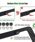 Comparison of Slick Carbon Fiber Look License Plate Frame Set Black Carbon Pattern screw caps and design.