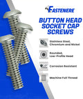 Top Shelf Button Head Socket Cap Screws 1/4-20 X 1-3/4 Inch Full Thread 25 Pack showing stainless steel fasteners with low-profile heads.