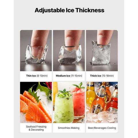 Adjustable ice thickness display of Commercial Ice Maker Head 650 Lbs Per Day Stainless Steel Ice Machine, ideal for diverse uses.