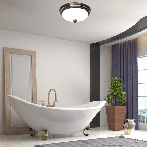 Bathroom with Ultra Quiet Bath Exhaust Fan With Light 110 CFM 1.5 Sones Ventilation With Night Light Oil Rubbed Bronze Finish