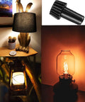 Six Pack E26 Lamp Turn Knob On Off Replacement Set in Three Sizes 20mm 35mm 50mm shown with various home lighting fixtures