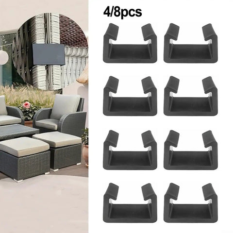 Outdoor Furniture Clips Set for Sectional Sofas, Plastic Patio Sofa Connectors, Black, 4 Pack or 8 Pack, visible on patio setup
