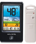 Color Weather Station With Indoor Outdoor Temperature Humidity And Forecast, Daily Highs Lows, Trend Arrows, Wireless Sensor in black and white
