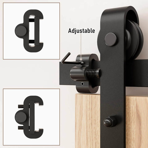 Two Pack Adjustable Barn Door Stopper With Spring Cushion, Heavy Duty Aluminum Black Coated Sliding Door Stop For Flat Track