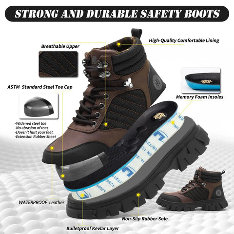 Waterproof Steel Toe Boots For Men Built To Last Tough As Nails Comfortable 6 Inch Safety Work Boots With Indestructible Toe