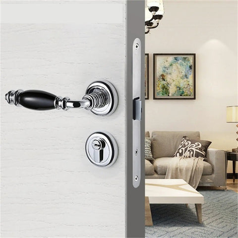 Retro Style Zinc Alloy Door Lock With Ceramic Knob And Quiet Bedroom Handle Toilet Door Hardware Luxurious Mute Lock Set