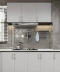 Rock Solid 3 Inch Brushed Satin Nickel Kitchen Cabinet Handles 10 Pack on modern kitchen cabinets with sleek design.