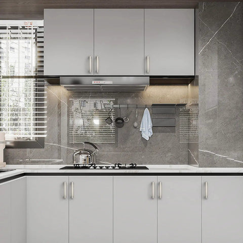 Rock Solid 3 Inch Brushed Satin Nickel Kitchen Cabinet Handles 10 Pack on modern kitchen cabinets with sleek design.
