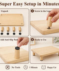 Elevated Cat Food Stand with simple assembly steps and a sturdy wooden base, designed for ergonomic neck and spine care.