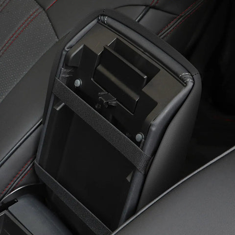 Center Console Cover for Subaru Forester 2019 2020 2021 2022 2023 2024 2025, armrest protector installed, black stitching