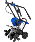 46Cc Four Cycle Gas Powered Rototiller Cultivator With 16 Inch Heavy Duty Steel Tines And Adjustable Wheels Cushioned Handle Grips